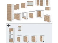 Clearance Vicco R-Line Eckküche Sonoma 227 x 287 cm ohne Arbeitsplatte ohne E-Geräte Sonoma Eiche