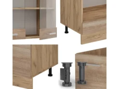 Hot Vicco R-Line Eckküche Sonoma/Goldkraft Eiche 227 x 287 cm AP Marmor ohne E-Geräte Sonoma Eiche