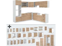 Vicco R-Line Eckküche Sonoma/Weiß 237 x 60 cm AP Marmor ohne E-Geräte< Winkelküchen|Einbauküchen