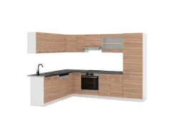 Vicco R-Line Eckküche Sonoma/Weiß 227 x 287 cm AP Anthrazit ohne E-Geräte< Winkelküchen