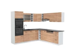 Vicco R-Line Eckküche Sonoma/Weiß 237 x 247 cm AP Anthrazit ohne E-Geräte< Winkelküchen|Einbauküchen