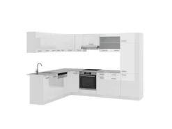 Clearance Vicco R-Line Eckküche 227 x 287 cm ohne Arbeitsplatte ohne E-Geräte Weiß