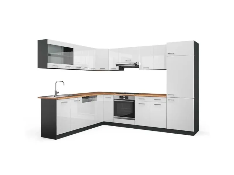 Vicco R-Line Eckküche /Anthrazit 227 x 287 cm AP Eiche ohne E-Geräte< Winkelküchen|Einbauküchen