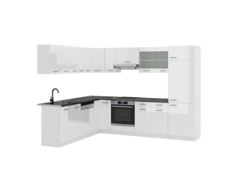 Vicco R-Line Eckküche Hochglanz/ 227 x 287 cm AP Anthrazit ohne E-Geräte Weiß