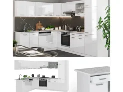 Vicco R-Line Eckküche Hochglanz/ 227 x 287 cm AP Anthrazit ohne E-Geräte Weiß
