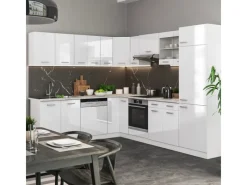 Vicco R-Line Eckküche Hochglanz/ 227 x 287 cm AP Anthrazit ohne E-Geräte Weiß