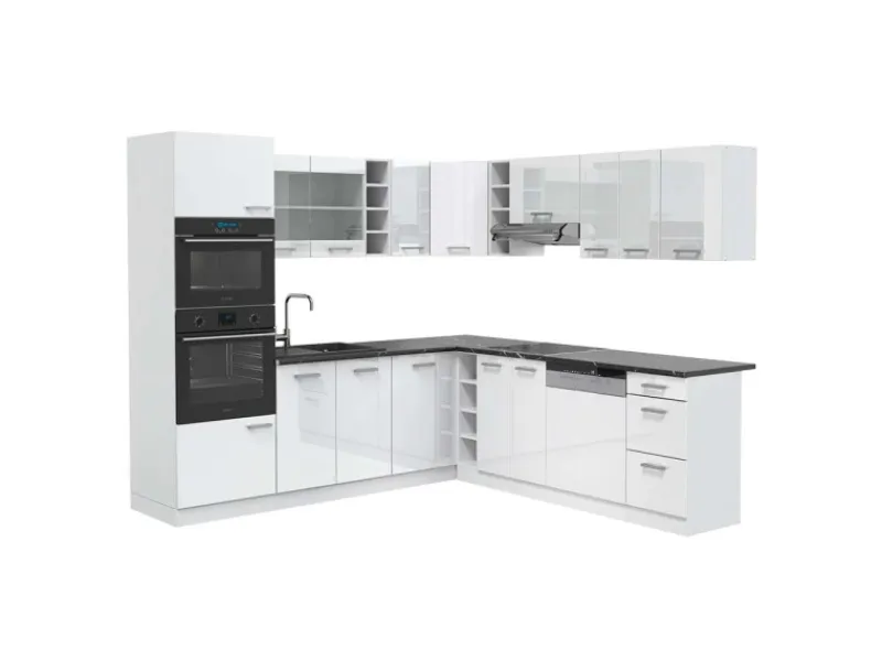 Vicco R-Line Eckküche Hochglanz/ 237 x 247 cm AP Anthrazit ohne E-Geräte< Winkelküchen|Einbauküchen
