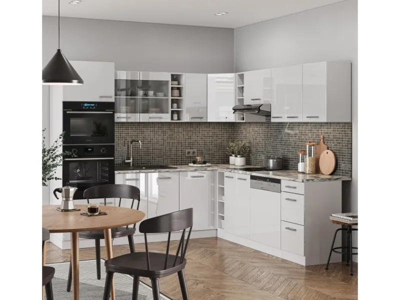Vicco R-Line Eckküche Hochglanz/ 237 x 247 cm AP Anthrazit ohne E-Geräte< Winkelküchen|Einbauküchen