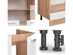 Vicco R-Line Eckküche Weiß Hochglanz/Goldkraft Eiche 227 x 287 cm AP Anthrazit ohne E-Geräte< Winkelküchen|Einbauküchen
