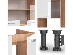 Sale Vicco R-Line Eckküche Weiß Hochglanz/Goldkraft Eiche 237 x 247 cm AP Eiche ohne E-Geräte Hochglanz Weiß