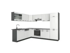 Vicco R-Line Eckküche Weiß Landhaus/Anthrazit 227 x 287 cm ohne Arbeitsplatte ohne E-Geräte< Winkelküchen