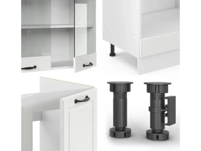 Vicco R-Line Eckküche Weiß Landhaus/Weiß 227 x 287 cm AP Eiche ohne E-Geräte< Winkelküchen|Einbauküchen