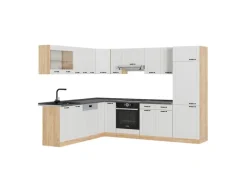 Vicco R-Line Eckküche Weiß Landhaus/Goldkraft Eiche 227 x 287 cm AP Anthrazit ohne E-Geräte< Winkelküchen