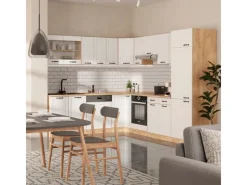 Vicco R-Line Eckküche Weiß Landhaus/Goldkraft Eiche 227 x 287 cm AP Anthrazit ohne E-Geräte< Winkelküchen
