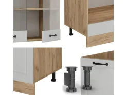 Vicco R-Line Eckküche Weiß Landhaus/Goldkraft Eiche 227 x 287 cm AP Anthrazit ohne E-Geräte< Winkelküchen