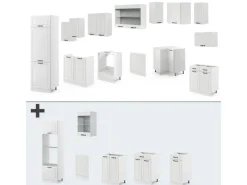 Vicco R-Line Eckküche Weiß Landhaus/Weiß 227 x 287 cm AP Marmor ohne E-Geräte Weiß-Strukturiert