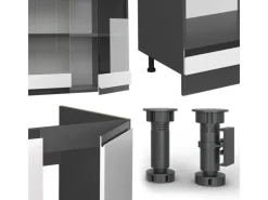 Best Vicco R-Line Eckküche /Anthrazit 257 x 277 cm J-ShapeAP Anthrazit ohne E-Geräte Weiß