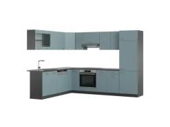 Winkelküchen|Einbauküchen<Vicco R-Line Einbauküche Blau-Grau/Anthrazit 227 x 287 cm ohne Arbeitsplatte ohne E-Geräte