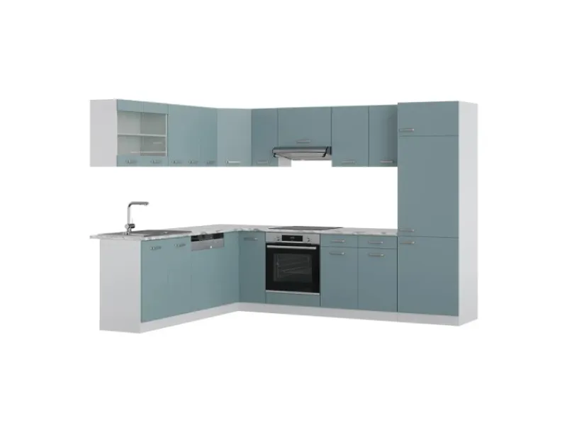 Best Vicco R-Line Einbauküche Blau-Grau 227 x 287 cm ohne Arbeitsplatte ohne E-Geräte Blaugrau