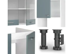 Vicco R-Line Einbauküche Blau-Grau/Weiß 237 x 60 cm ohne Arbeitsplatte ohne E-Geräte< Einbauküchen|Winkelküchen
