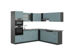 Vicco R-Line Einbauküche Blau-Grau/Anthrazit 237 x 60 cm ohne Arbeitsplatte ohne E-Geräte< Winkelküchen|Einbauküchen