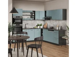Vicco R-Line Einbauküche Blau-Grau/Anthrazit 237 x 60 cm ohne Arbeitsplatte ohne E-Geräte< Winkelküchen|Einbauküchen