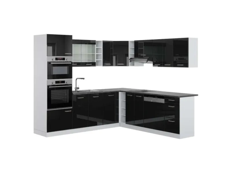 Vicco R-Line Einbauküche in L-Form /Weiß 237 x 247 cm AP Anthrazit ohne E-Geräte< Winkelküchen|Einbauküchen