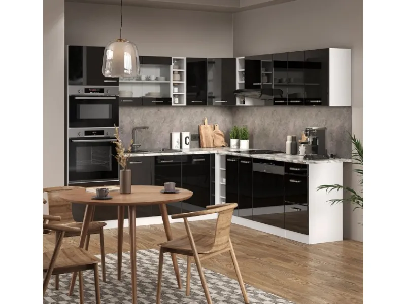 Vicco R-Line Einbauküche in L-Form /Weiß 237 x 247 cm AP Anthrazit ohne E-Geräte< Winkelküchen|Einbauküchen