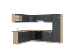 Vicco R-Line Einbauküche in L-Form Schwarz Beton/Goldkraft Eiche 227 x 287 cm AP Eiche ohne E-Geräte< Einbauküchen|Winkelküchen