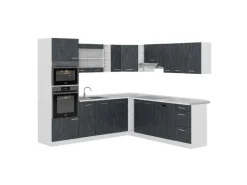 Vicco R-Line Einbauküche in L-Form Schwarz Beton/Weiß 237 x 247 cm AP Marmor ohne E-Geräte< Winkelküchen
