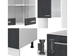 Vicco R-Line Einbauküche in L-Form Schwarz Beton/Weiß 237 x 247 cm AP Marmor ohne E-Geräte< Winkelküchen