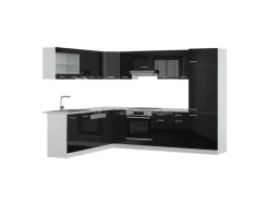Outlet Vicco R-Line Einbauküche 227 x 287 cm ohne Arbeitsplatte ohne E-Geräte Schwarz Hochglanz
