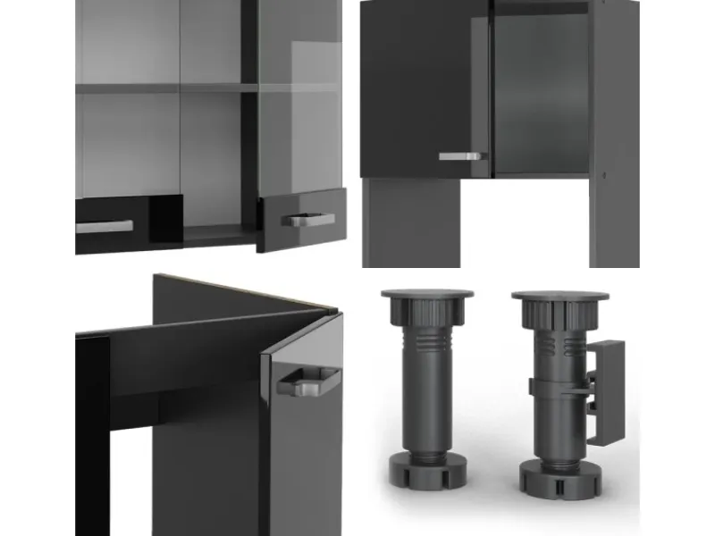 Vicco R-Line Einbauküche /Anthrazit 237 x 60 cm ohne Arbeitsplatte ohne E-Geräte< Winkelküchen