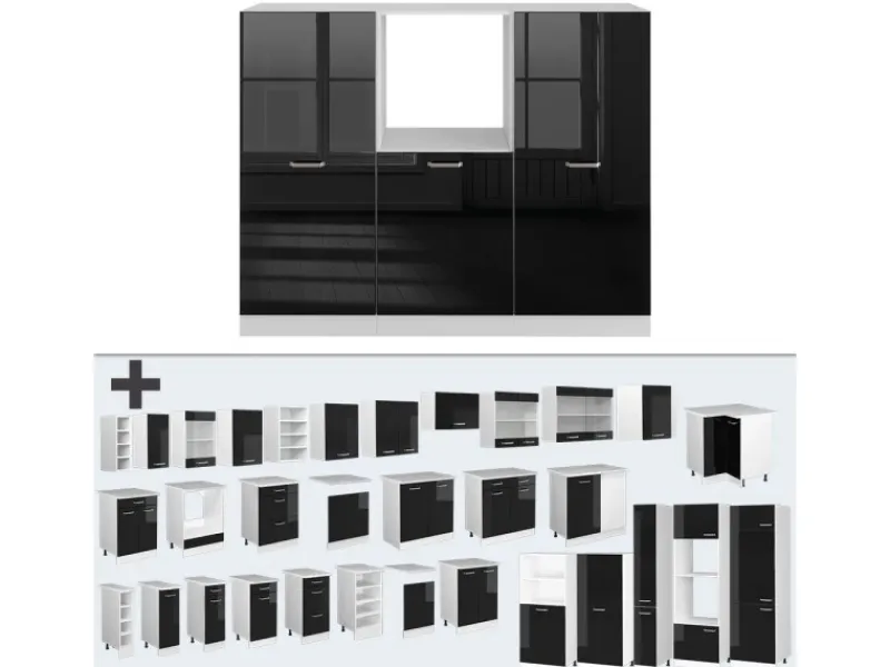 Vicco R-Line Einbauküche /Weiß 180 cm ohne Arbeitsplatte ohne E-Geräte< Einbauküchen