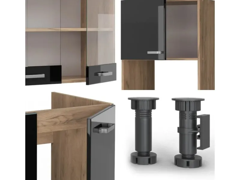 Vicco R-Line Einbauküche /Goldkraft Eiche 237 x 60 cm ohne Arbeitsplatte ohne E-Geräte< Winkelküchen