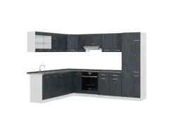 Vicco R-Line Einbauküche Schwarz Beton/Weiß 227 x 287 cm AP Anthrazit ohne E-Geräte< Winkelküchen|Einbauküchen