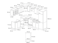 Vicco R-Line Einbauküche Schwarz Beton/Weiß 227 x 287 cm AP Anthrazit ohne E-Geräte< Winkelküchen|Einbauküchen