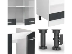 Vicco R-Line Einbauküche Schwarz Beton/Weiß 227 x 287 cm AP Anthrazit ohne E-Geräte< Winkelküchen|Einbauküchen