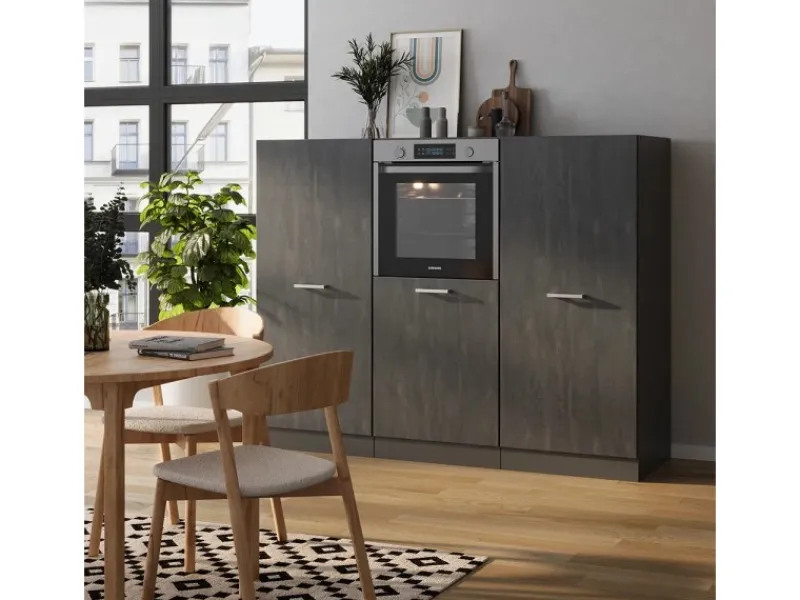 Zubehör Für Küchenarmatur<Vicco R-Line Einbauküche Schwarz Beton/Anthrazit 180 cm ohne Arbeitsplatte ohne E-Geräte