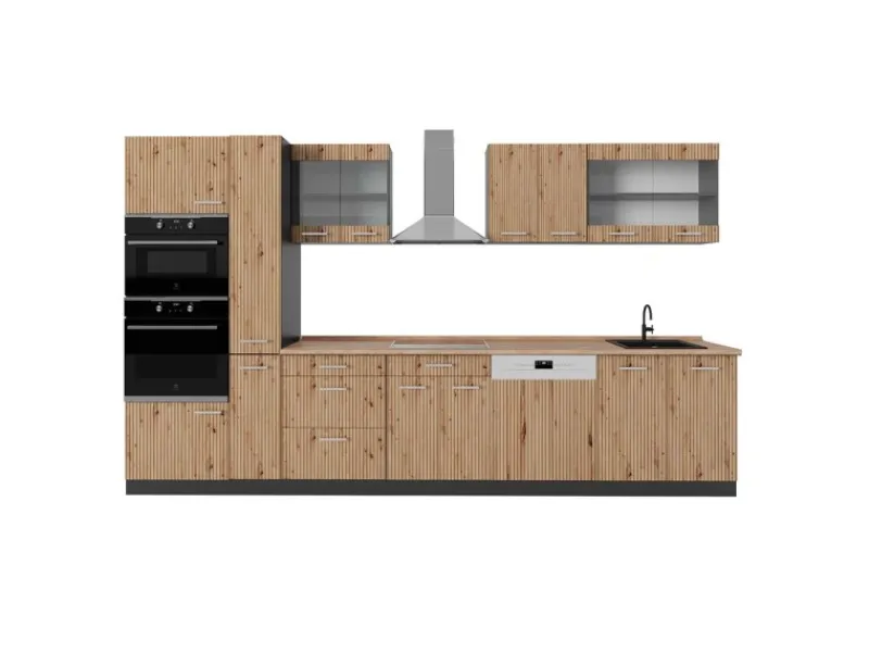 Einbauküchen<Vicco R-Line Küche Artisan Eiche/Anthrazit 350 cm mit HochschrankAP Eiche ohne E-Geräte
