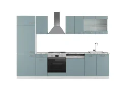 Pantryküchen|Einbauküchen<Vicco R-Line Küche Blau-Grau/Weiß 300 cm ohne Arbeitsplatte ohne E-Geräte