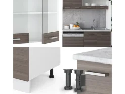 Hot Vicco R-Line Küche /Weiß 300 cm AP Marmor ohne E-Geräte Edelgrau
