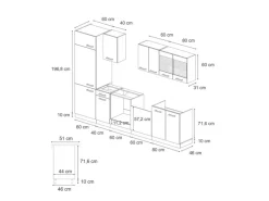 Vicco R-Line Küche /Weiß 300 cm AP Anthrazit ohne E-Geräte Schwarz Hochglanz