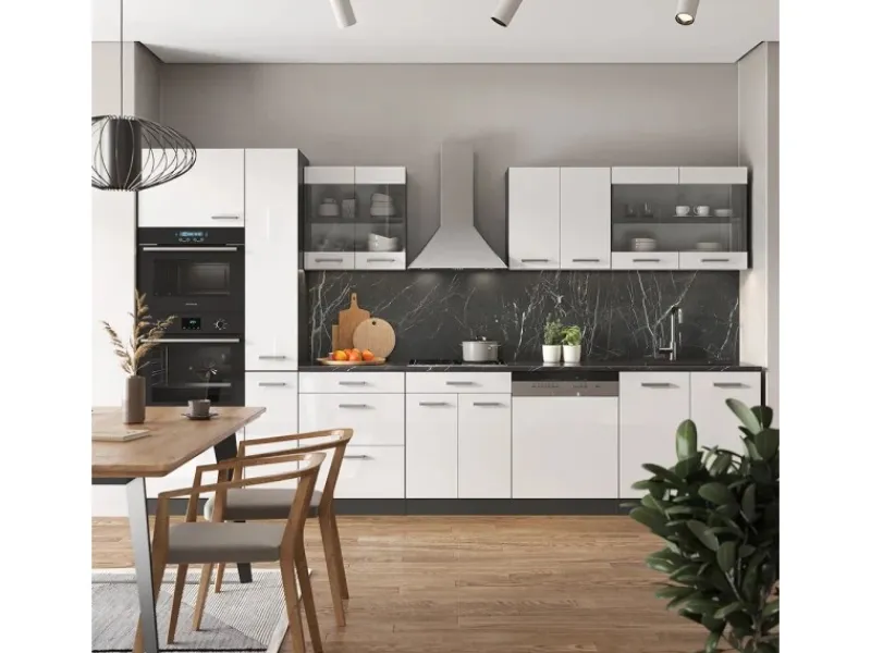 Vicco R-Line Küche /Anthrazit 350 cm mit Hochschrankohne Arbeitsplatte ohne E-Geräte< Einbauküchen