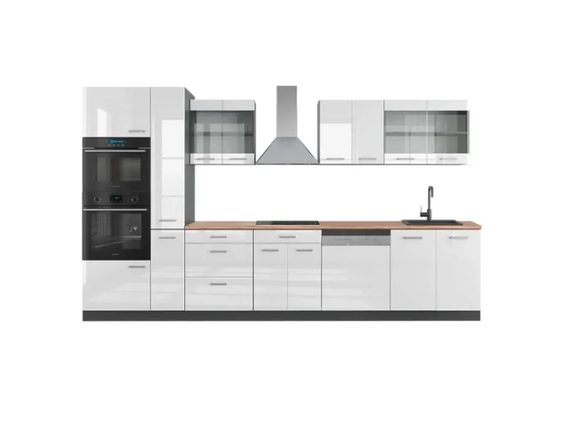 Vicco R-Line Küche /Anthrazit 350 cm mit HochschrankAP Eiche ohne E-Geräte< Einbauküchen
