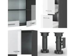Vicco R-Line Küche /Anthrazit 350 cm mit HochschrankAP Eiche ohne E-Geräte< Einbauküchen