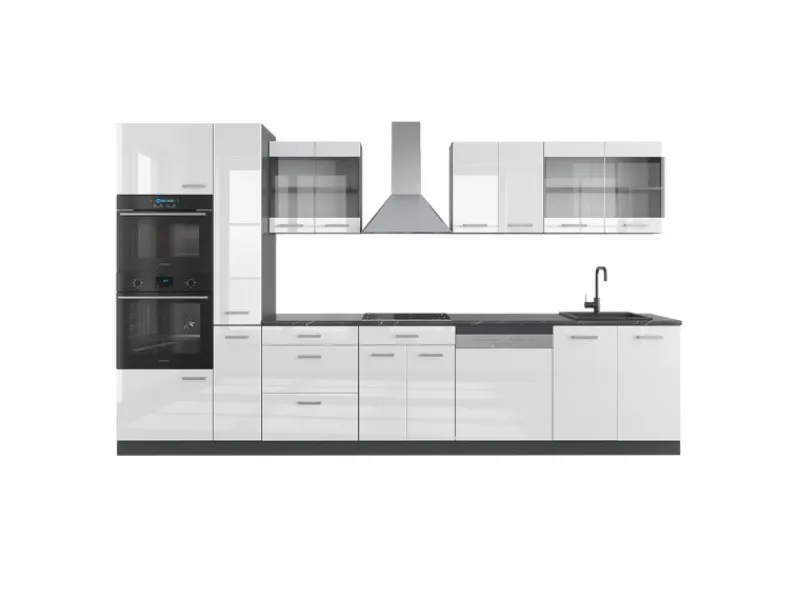 Einbauküchen<Vicco R-Line Küche /Anthrazit 350 cm mit Hochschrank ohne E-Geräte