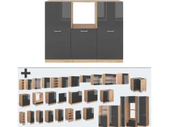 Einbauküchen<Vicco R-Line Küchenblock /Goldkraft Eiche 180 cm ohne Arbeitsplatte ohne E-Geräte