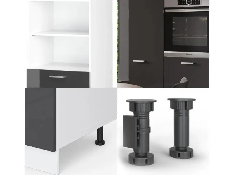 Einbauküchen<Vicco R-Line Küchenblock /Weiß 180 cm ohne Arbeitsplatte ohne E-Geräte