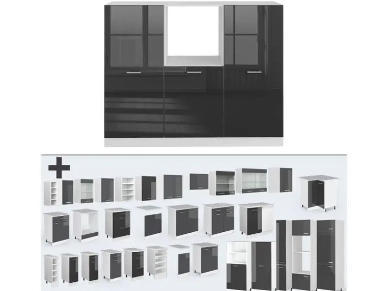 Einbauküchen<Vicco R-Line Küchenblock /Weiß 180 cm ohne Arbeitsplatte ohne E-Geräte